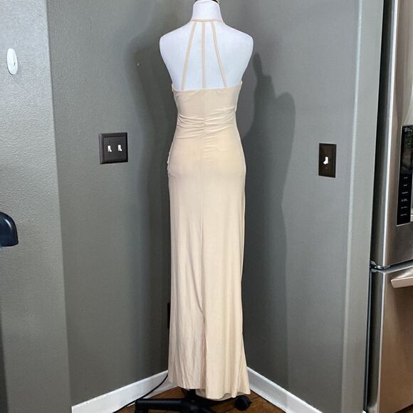 ASOS AX Paris Maxi Dress Maxi Length Ruched Creamy Nude color - Picture 8 of 16